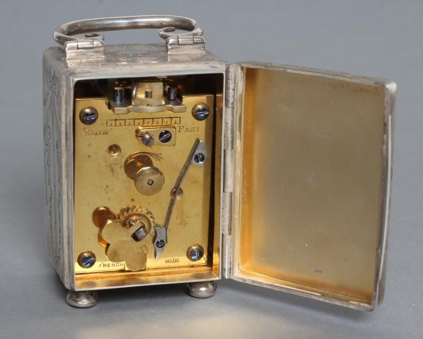 AN EDWARDIAN SILVER DRESSING TABLE CARRIAGE TIMEPIECE Image