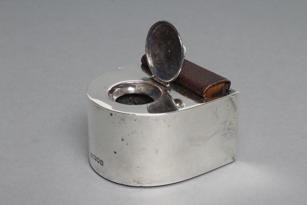 AN EDWARDIAN SILVER INKWELL Image