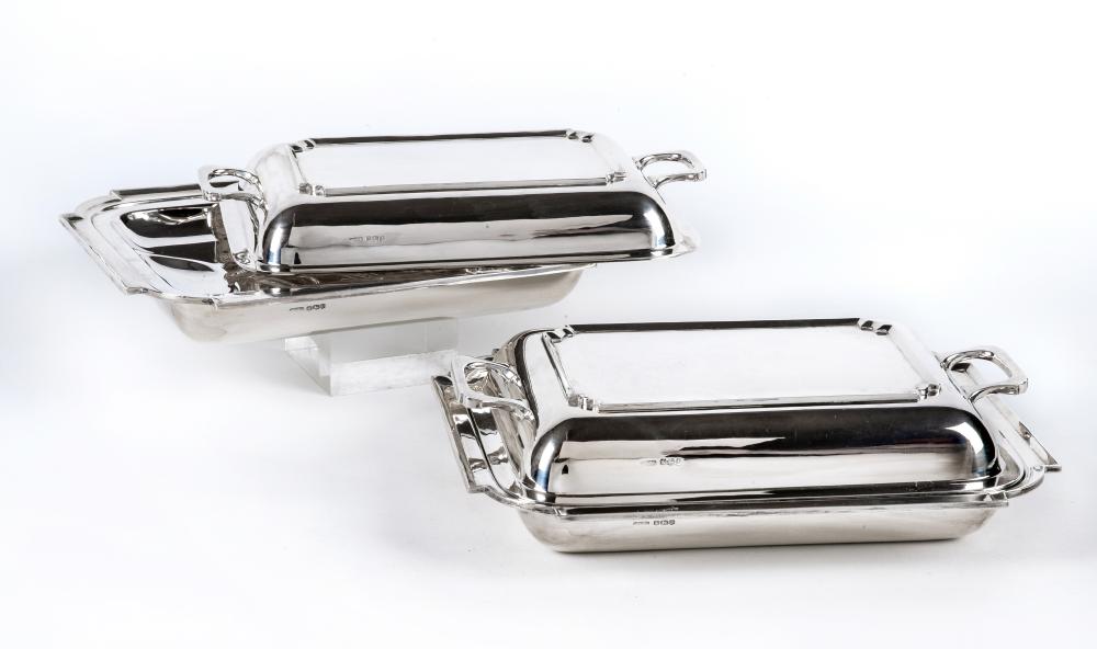 A PAIR OF SILVER ENTREE DISHES Image
