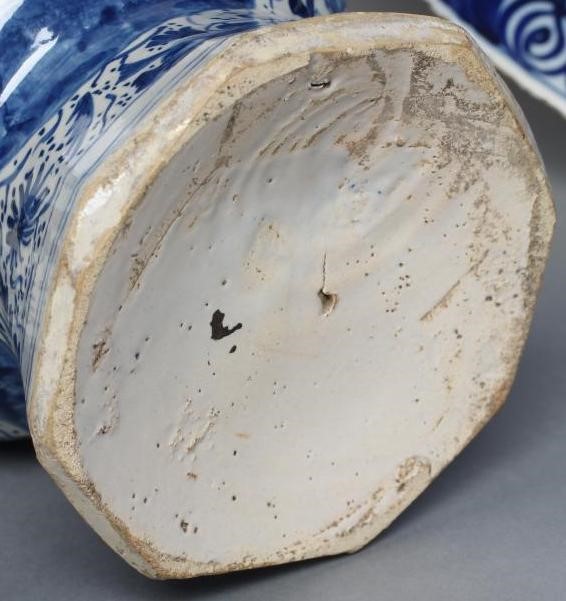 A DUTCH DELFT GARLIC NECK BOTTLE VASE of rounded octagonal form Image