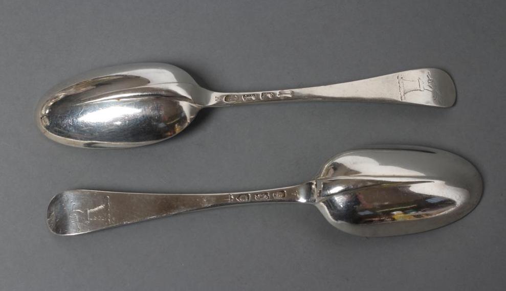A PAIR OF GEORGE II SILVER DESSERT SPOONS Image