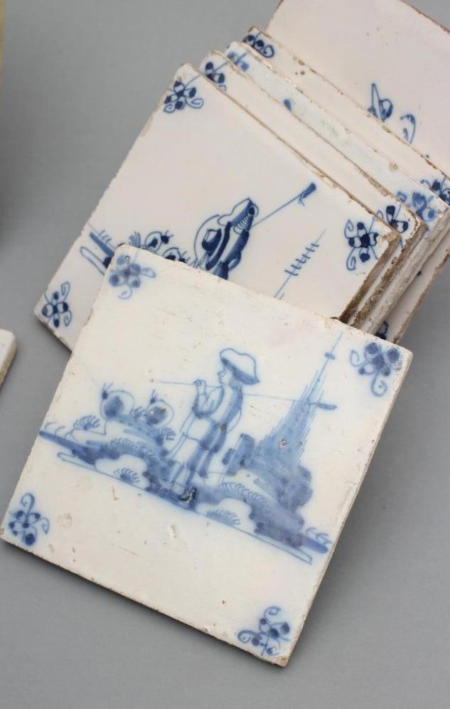 A COLLECTION OF FOURTEEN DUTCH DELFT TILES Image