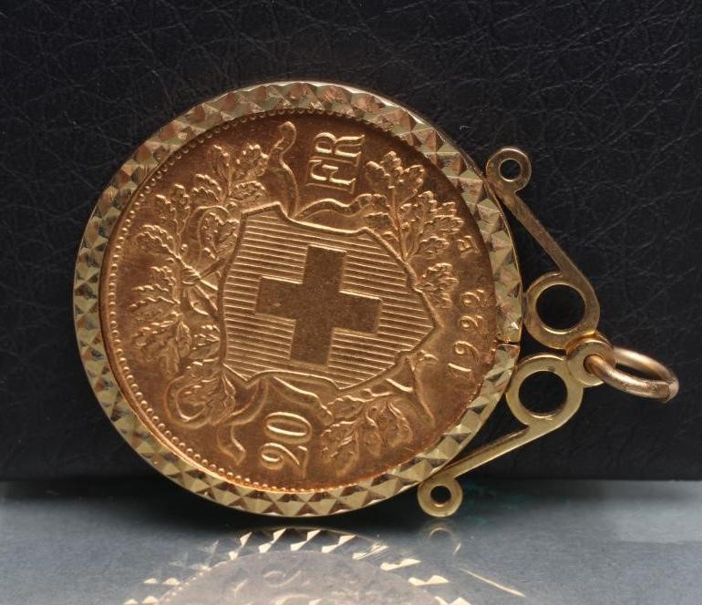 A SWISS 20F GOLD COIN Image