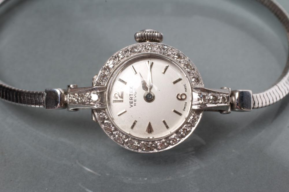 A DIAMOND SET WHITE GOLD VERTEX REVUE COCKTAIL WATCH Image
