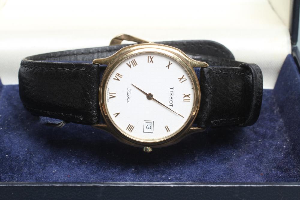 A GENTLEMAN'S 9CT GOLD TISSOT "SAPHIR" WRISTWATCH Image