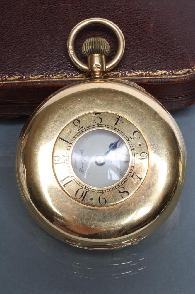 AN 18CT GOLD HALF HUNTER TOP WIND POCKET WATCH Image