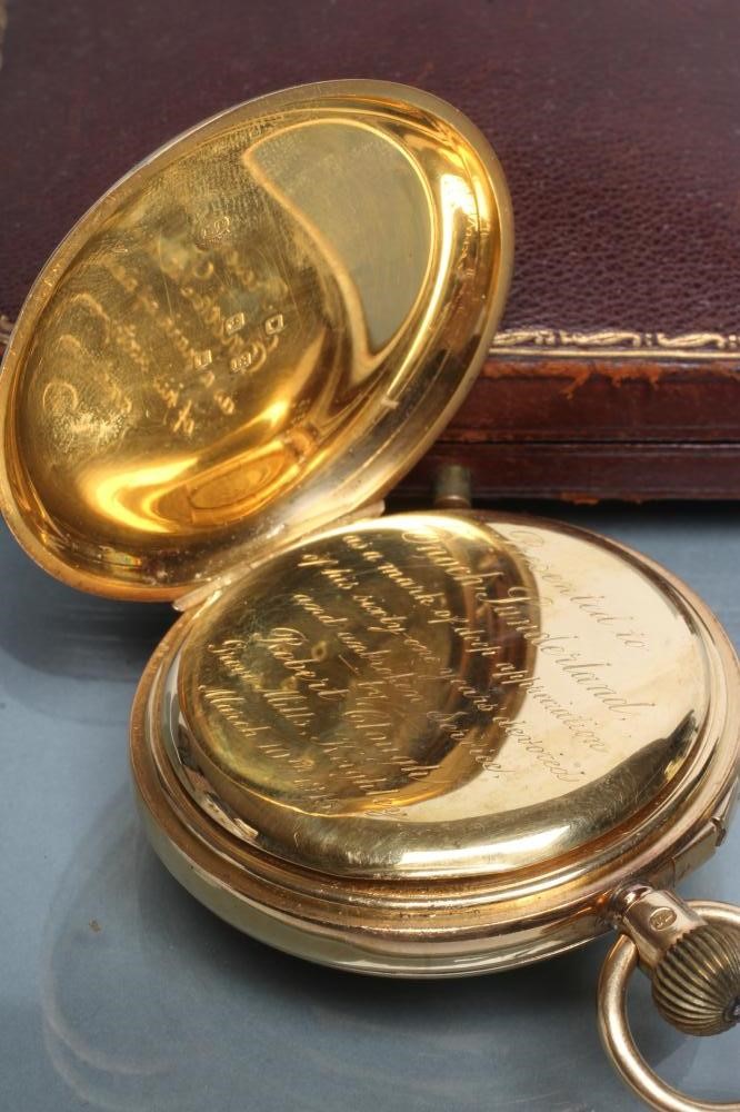 AN 18CT GOLD HALF HUNTER TOP WIND POCKET WATCH Image