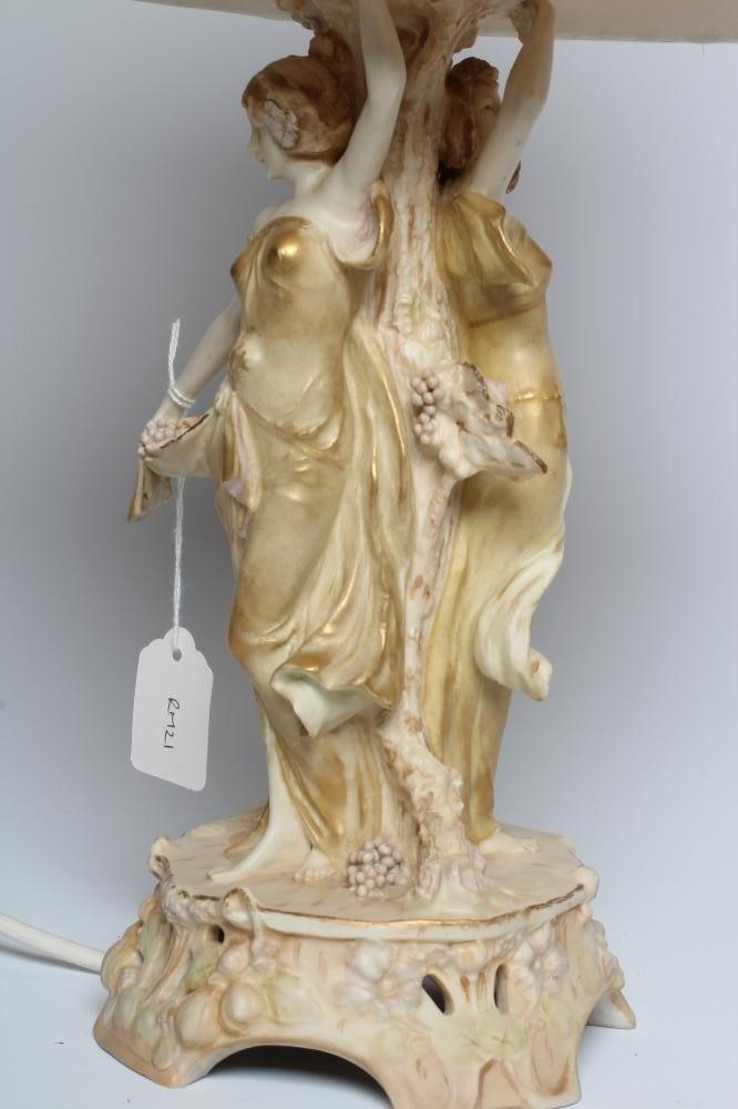 AN ART NOUVEAU ROYAL VIENNA PORCELAIN TABLE LAMP BASE modelled as two young girls Image