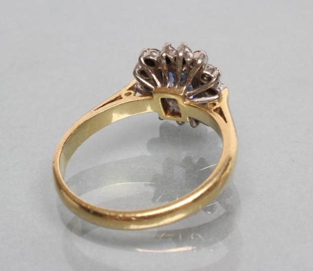 A SAPPHIRE AND DIAMOND CLUSTER RING Image