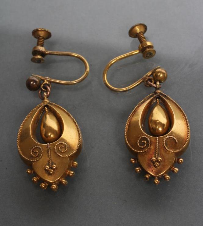 A PAIR OF EDWARDIAN EAR BOBS Image