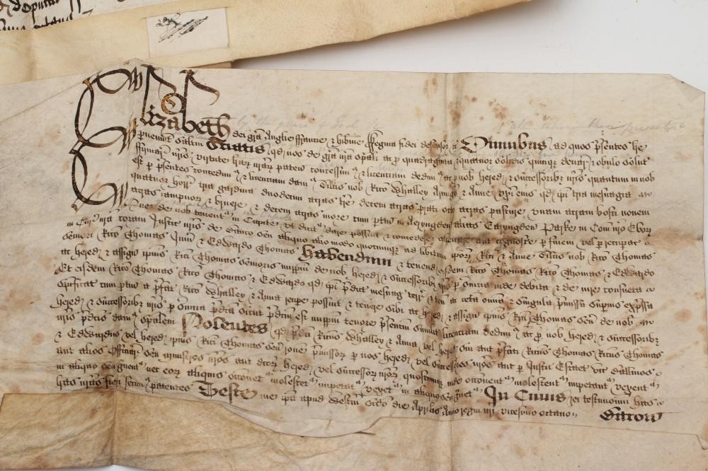 TWO ELIZABETH I VELLUM DOCUMENTS Image