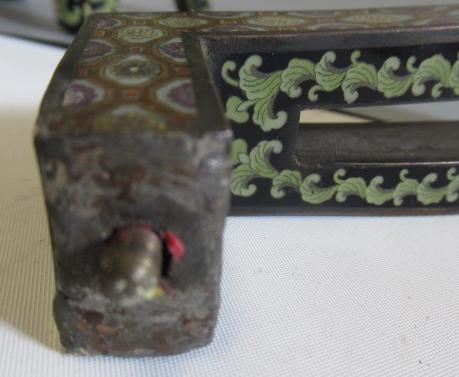 A JAPANESE CLOISONNE ENAMEL TRIPOD CENSOR AND COVER of two handled lobed ovoid form with arcade Image