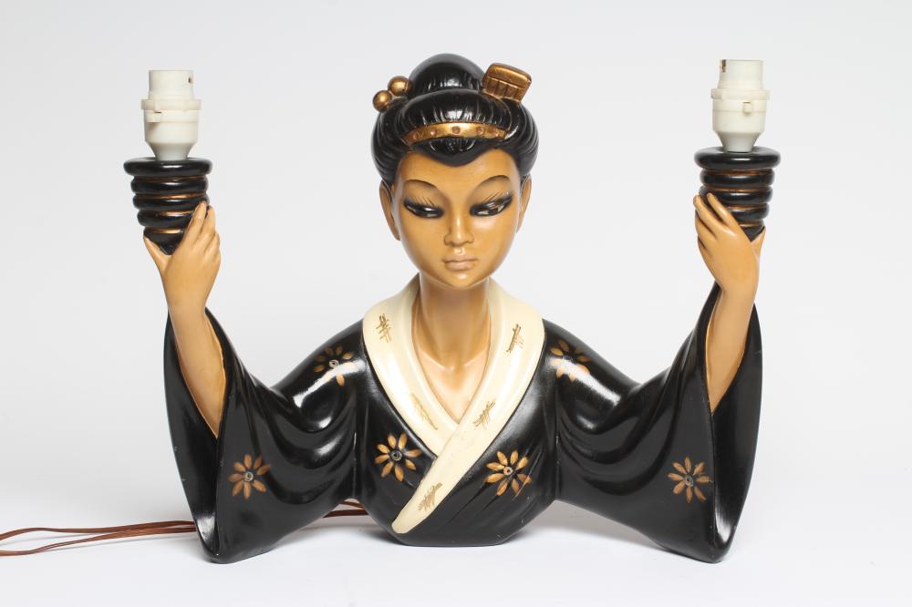 A RETRO DURON TRETCHIKOFF STYLE CHALK WARE LAMP BASE Image