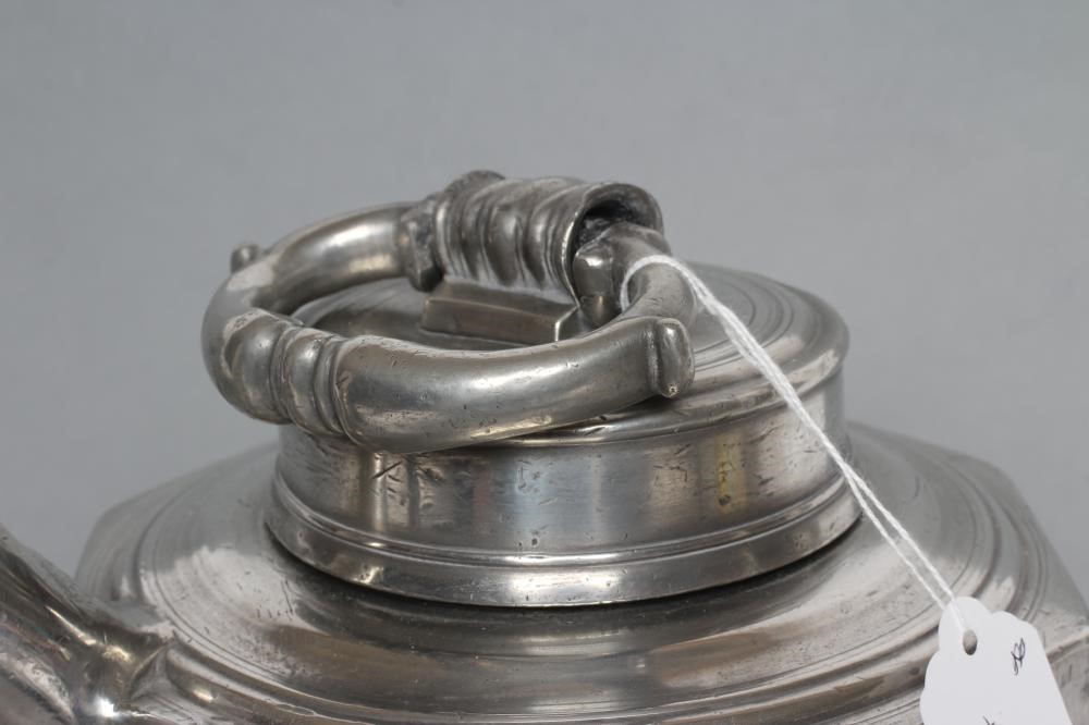 AN EXCEPTIONALLY LARGE PEWTER PRISM FLASK Image