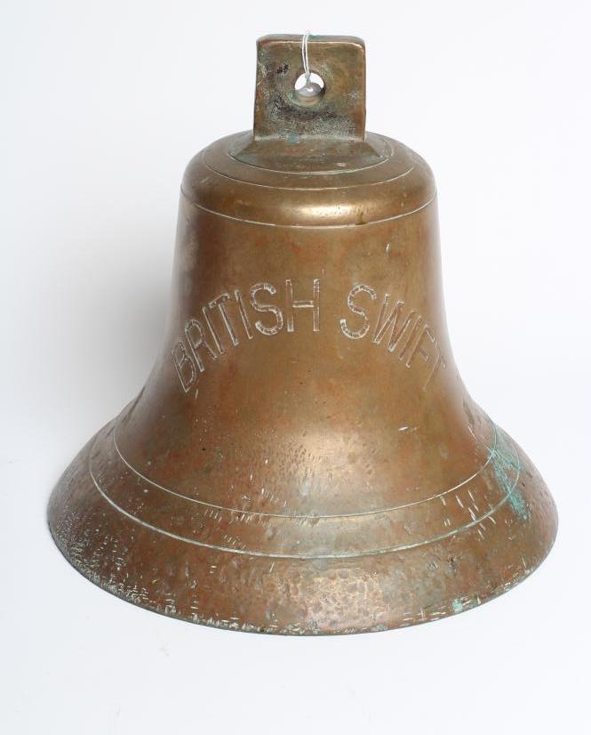 A BRONZE SHIP'S BELL inscribed "British Swift" Image