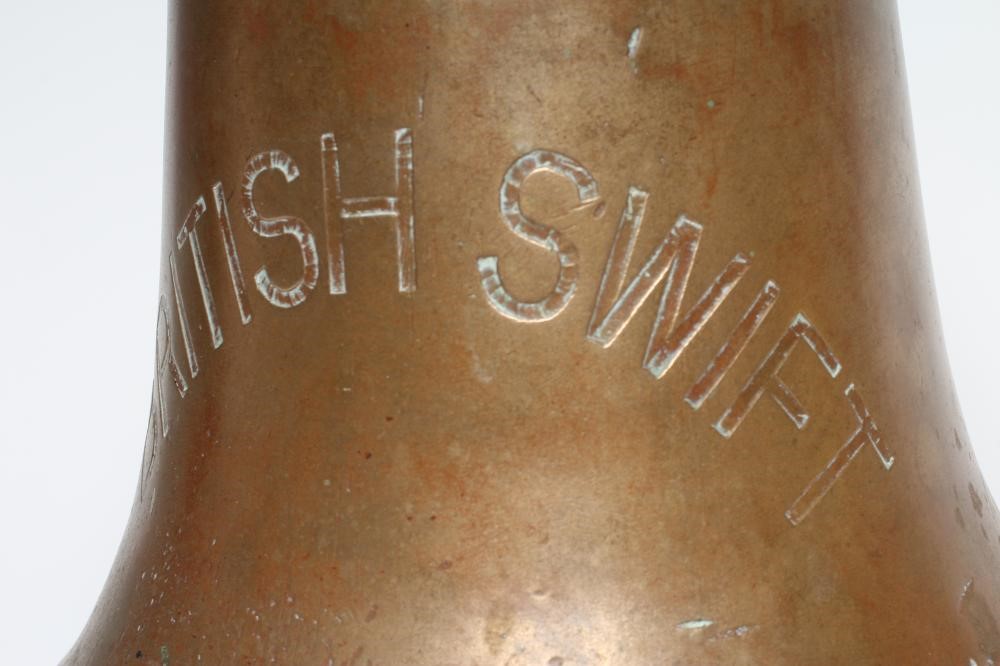 A BRONZE SHIP'S BELL inscribed "British Swift" Image