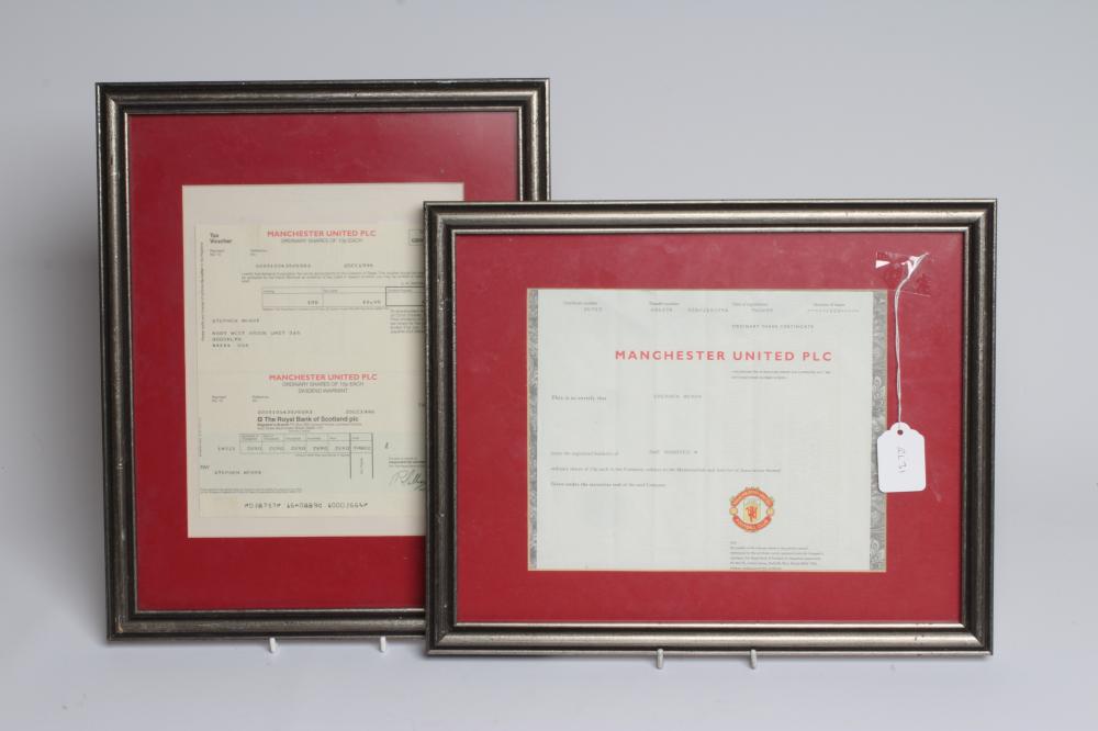 MANCHESTER UNITED PLC SHARE CERTIFICATE Image