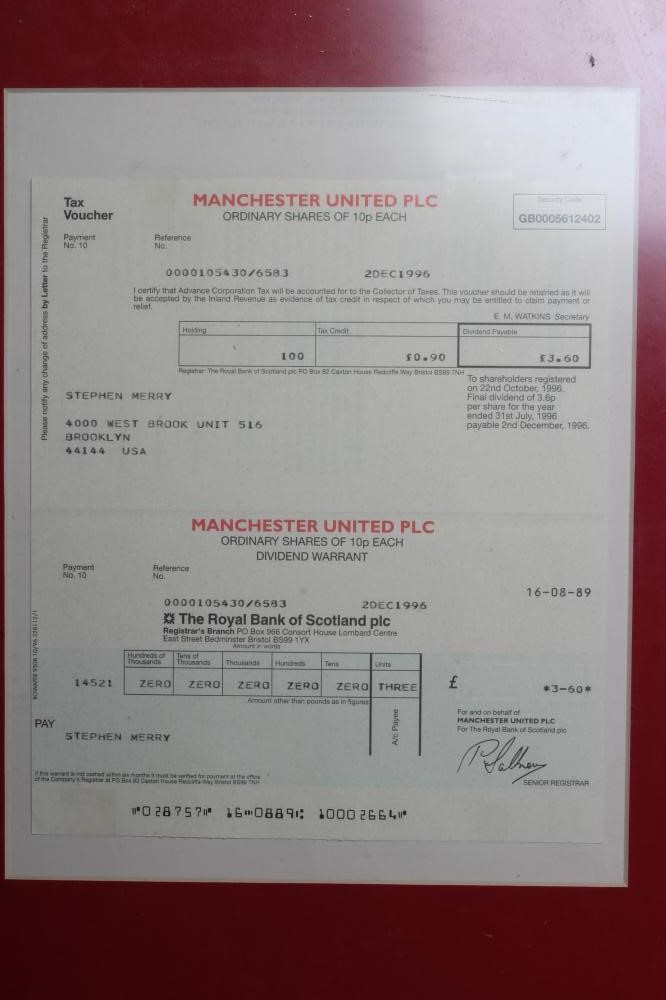 MANCHESTER UNITED PLC SHARE CERTIFICATE Image