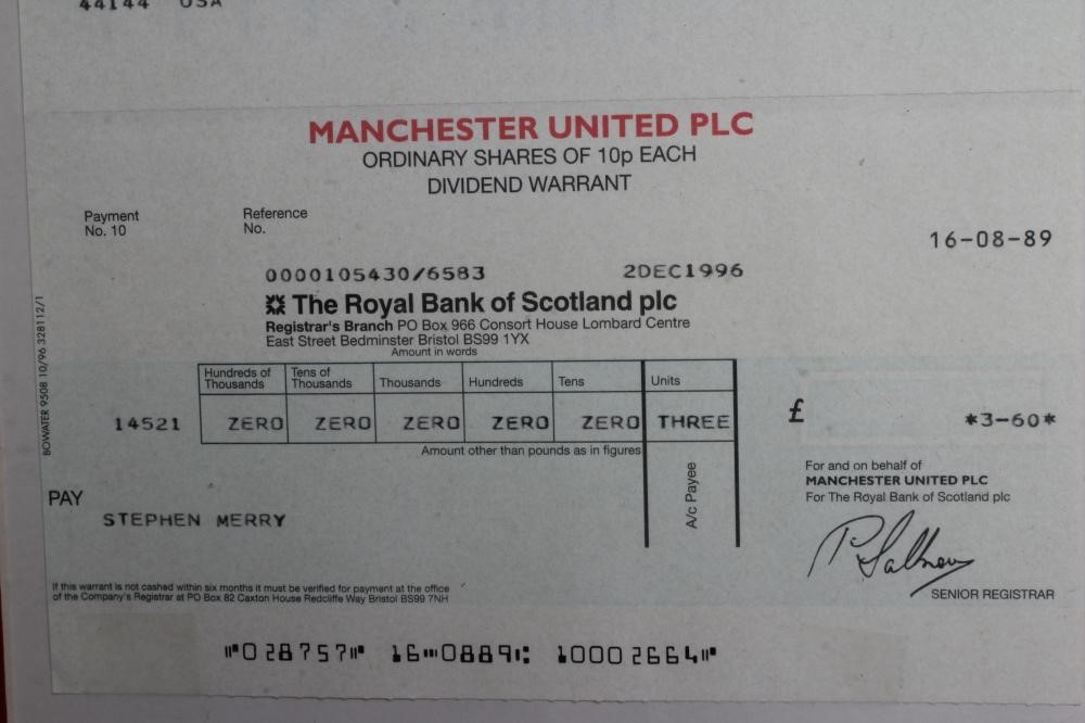 MANCHESTER UNITED PLC SHARE CERTIFICATE Image