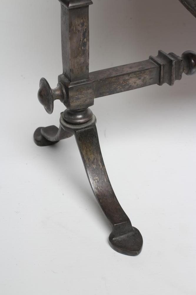 AN ARTS AND CRAFTS SILVERED STEEL FRAMED TOILET MIRROR Image