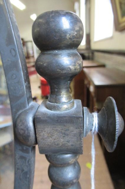 AN ARTS AND CRAFTS SILVERED STEEL FRAMED TOILET MIRROR Image