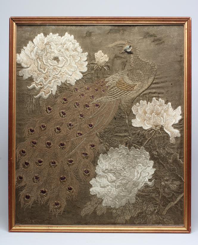 A CHINESE SILK EMBROIDERED PANEL Image