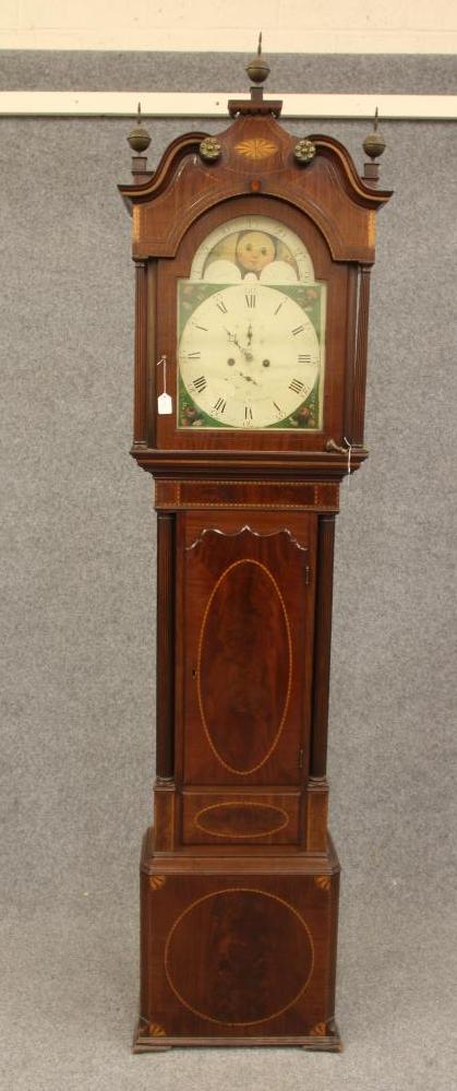 A MAHOGANY AND INLAID LONGCASE signed John Glover Image