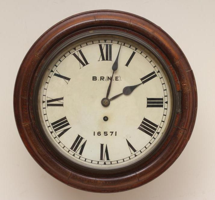 A VICTORIAN OAK RAILWAY TIMEPIECE with single fusee movement Image