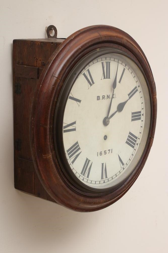 A VICTORIAN OAK RAILWAY TIMEPIECE with single fusee movement Image