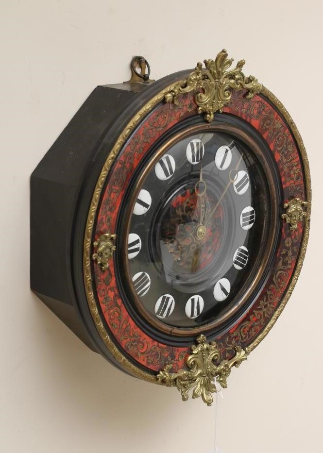 A FRENCH EBONISED BOULLE WALL CLOCK Image