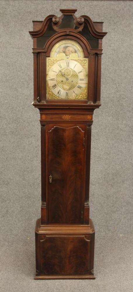 A MAHOGANY LONGCASE signed Harrison Image
