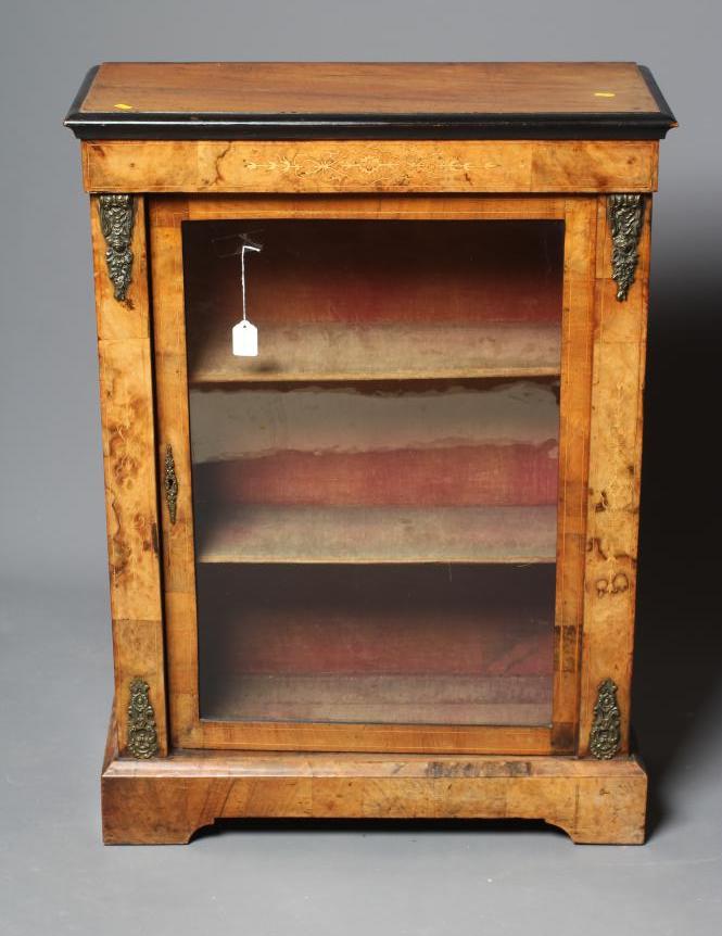 A VICTORIAN WALNUT AND MARQUETRY PIER CABINET with gilt metal mounts and ebony trim Image