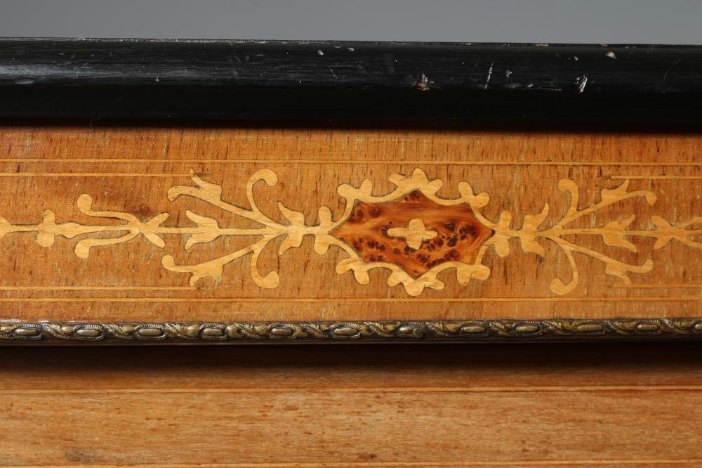 A VICTORIAN WALNUT AND EBONISED PIER DISPLAY CABINET with foliate marquetry and gilt metal mounts Image