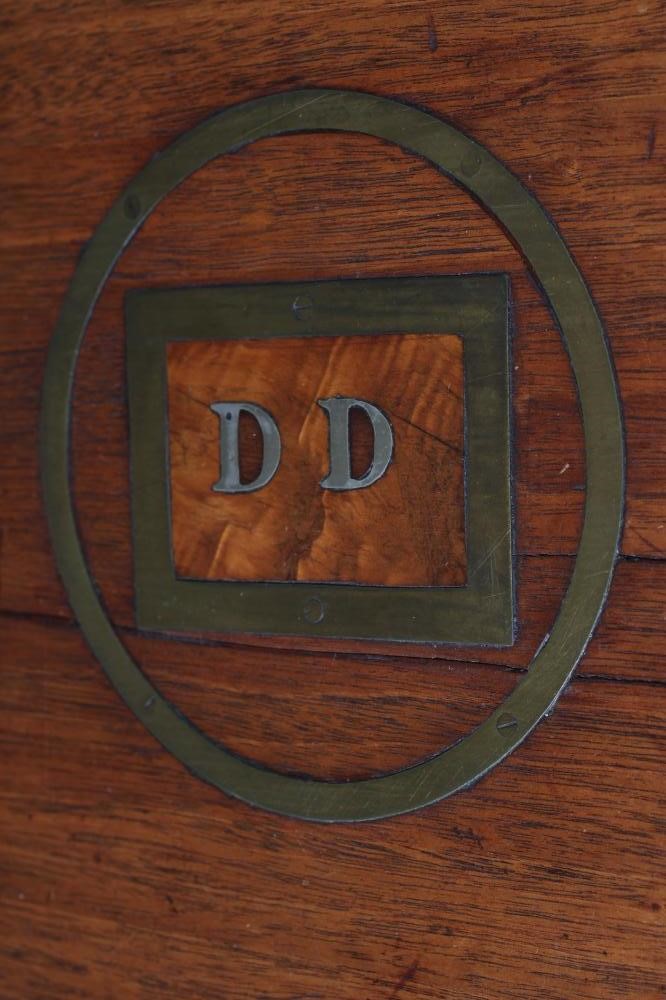 A SMALL MAHOGANY BRASS BOUND TRUNK Image