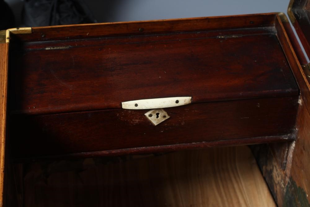 A SMALL MAHOGANY BRASS BOUND TRUNK Image