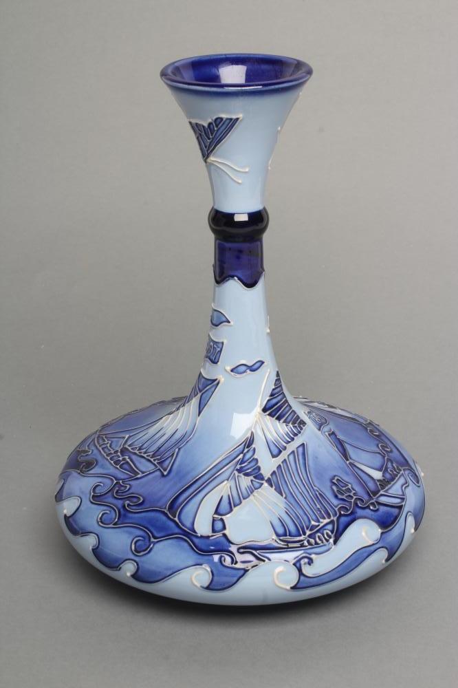 A MOORCROFT POTTERY FLORIAN YACHT PATTERN BOTTLE VASE Image