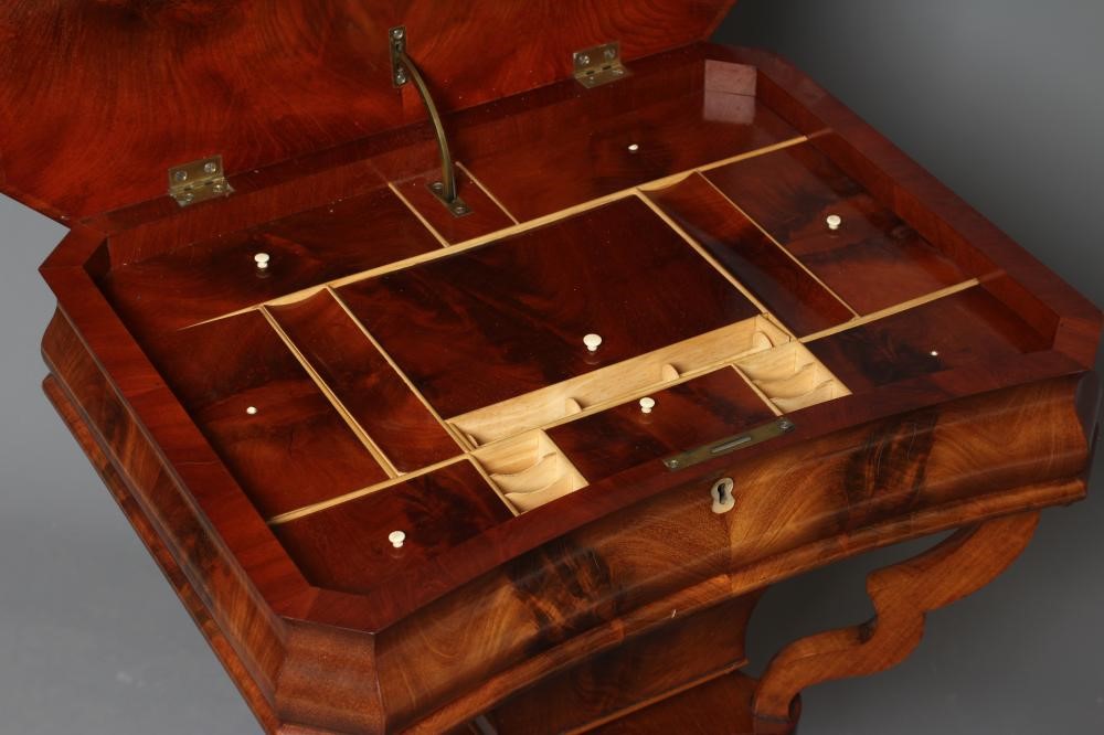 A VICTORIAN MAHOGANY SEWING TABLE Image