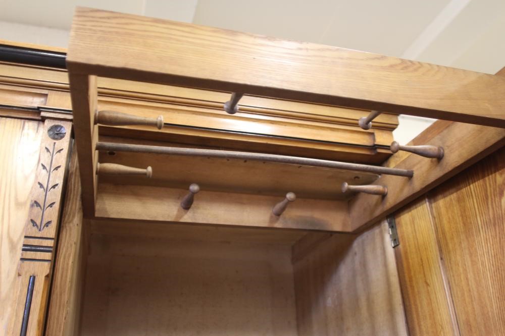 A VICTORIAN AESTHETIC TRIPLE WARDROBE in ash with ebonised trim Image