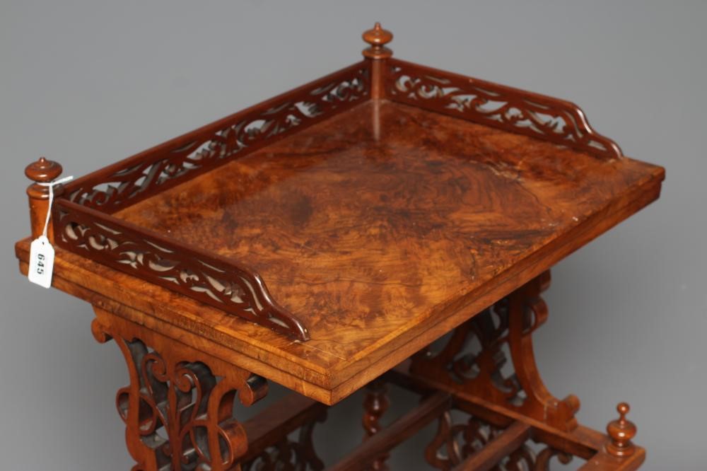 A VICTORIAN BURR WALNUT TWO STAGE CANTERBURY of oblong form Image