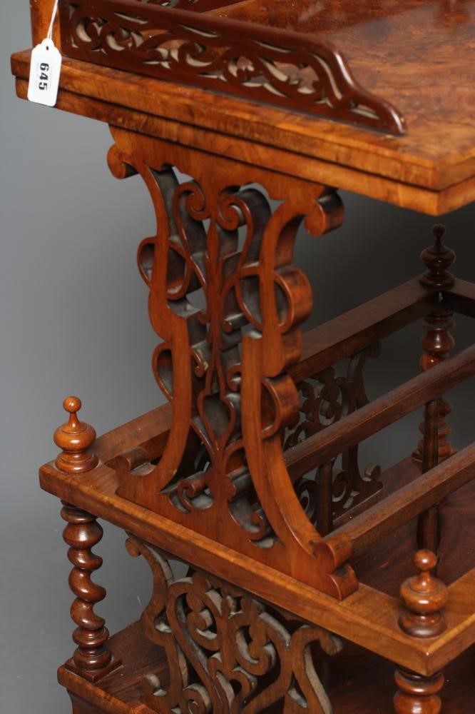 A VICTORIAN BURR WALNUT TWO STAGE CANTERBURY of oblong form Image