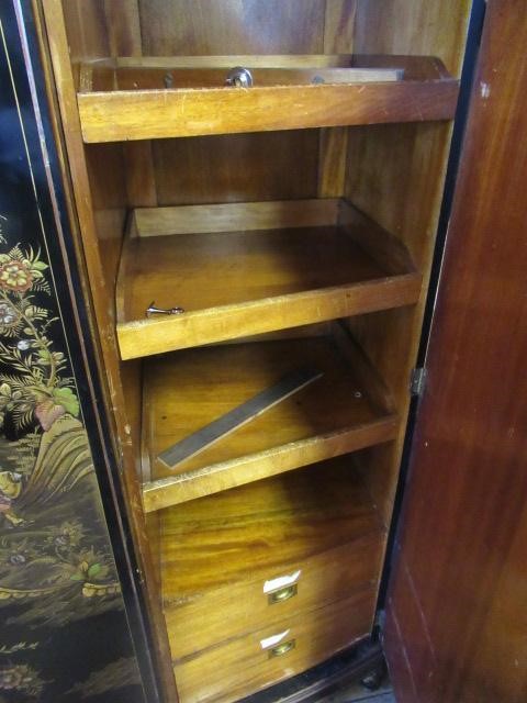 A BLACK LACQUERED CHINOISERIE PART BEDROOM SUITE Image