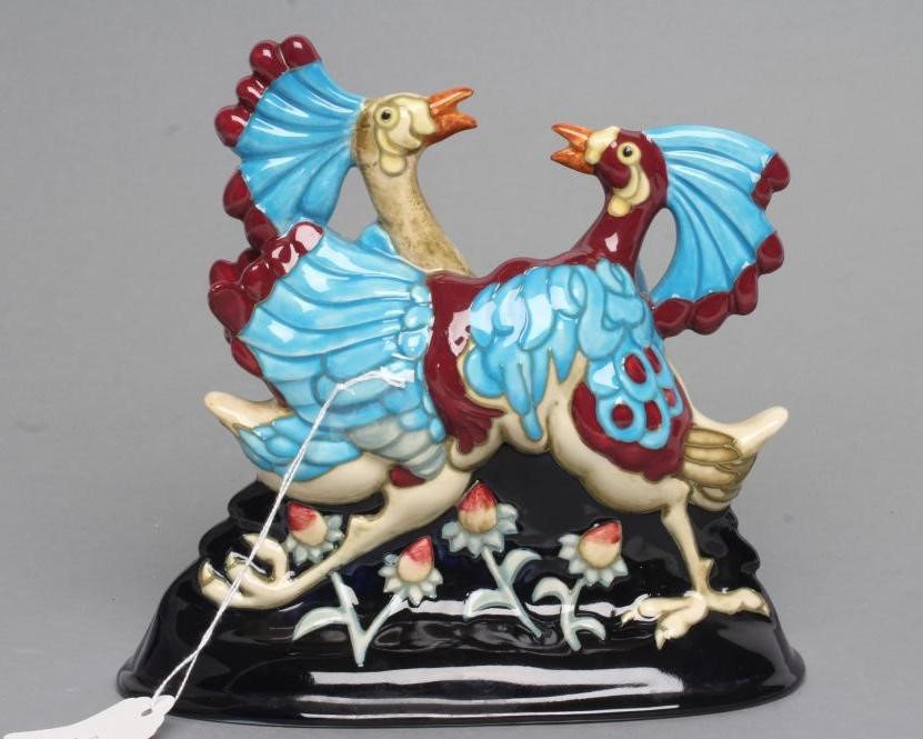 A MOORCROFT POTTERY FIGHTING COCKS GROUP Image