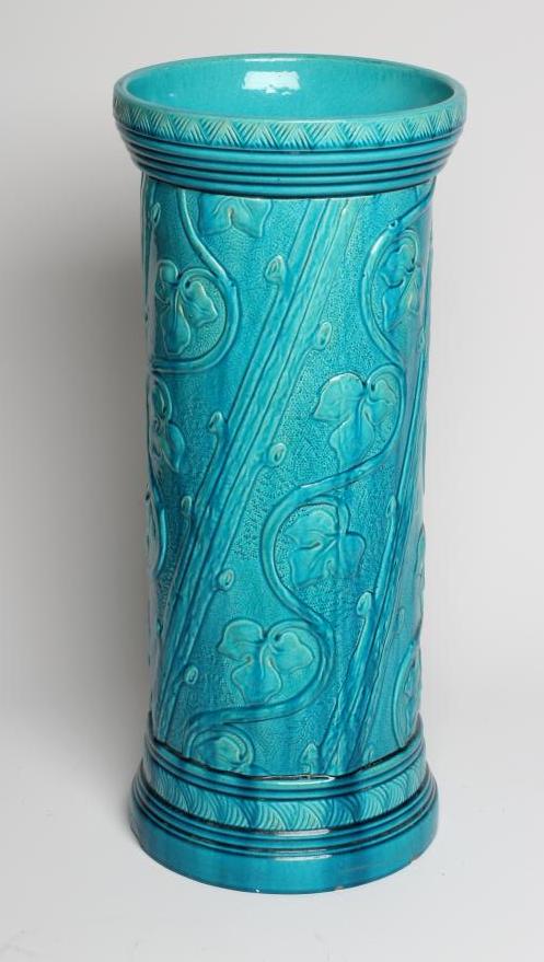 A BURMANTOFTS FAIENCE TURQUOISE GLAZED STICK STAND Image