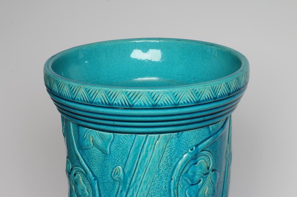 A BURMANTOFTS FAIENCE TURQUOISE GLAZED STICK STAND Image