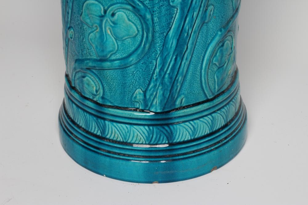 A BURMANTOFTS FAIENCE TURQUOISE GLAZED STICK STAND Image
