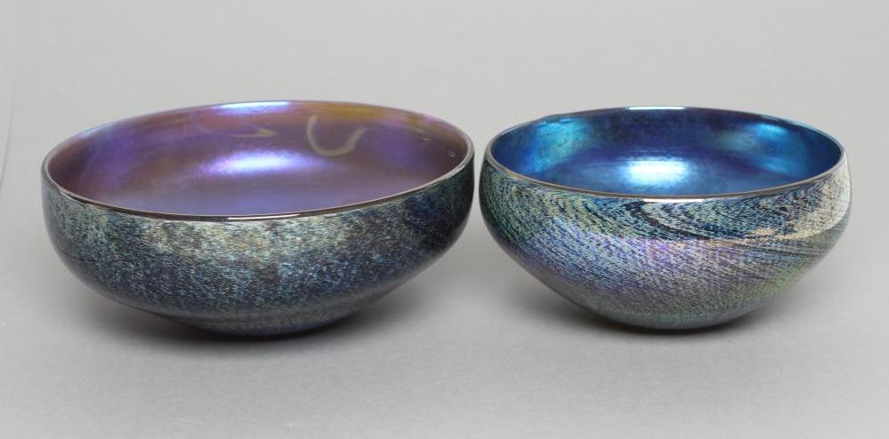 TWO IRIDESCENT GLASS BOWLS by Karen Lawrence Image