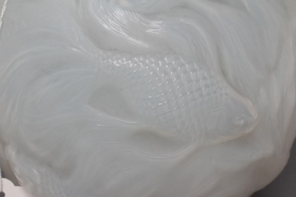 A LALIQUE GLASS FORMOSE PATTERN GLOBULAR VASE in opalescent pale blue Image