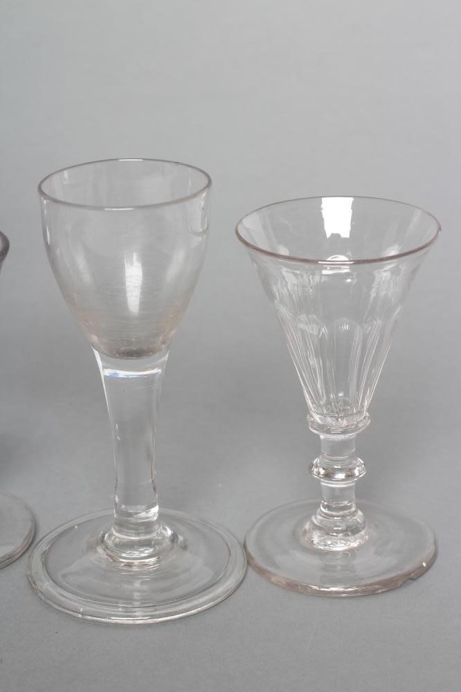 A COLLECTION OF EIGHT GEORGIAN AND LATER WINE AND CORDIAL GLASSES including two toastmasters' Image