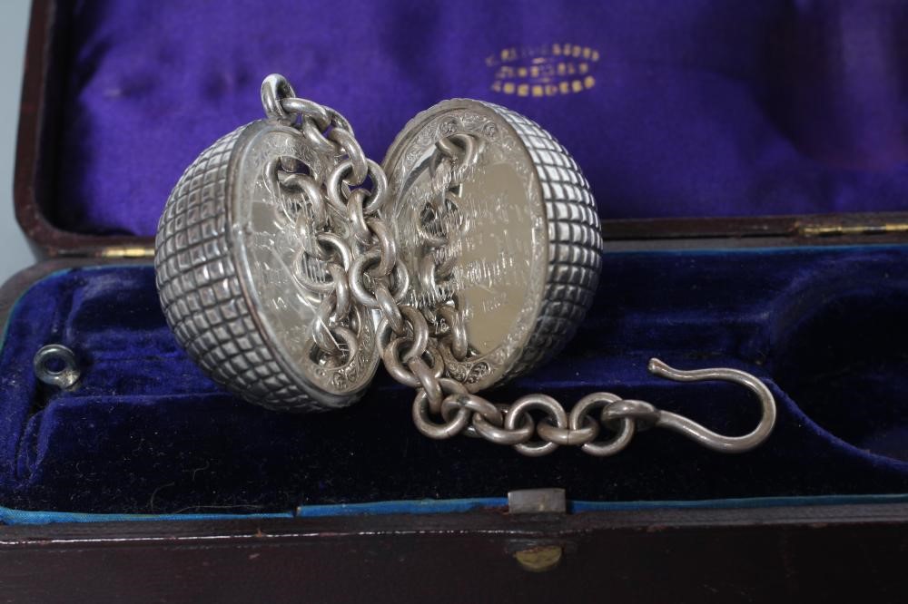 OF GOLFING INTEREST - a late Victorian EPNS golf ball trophy by M. Rettie Image