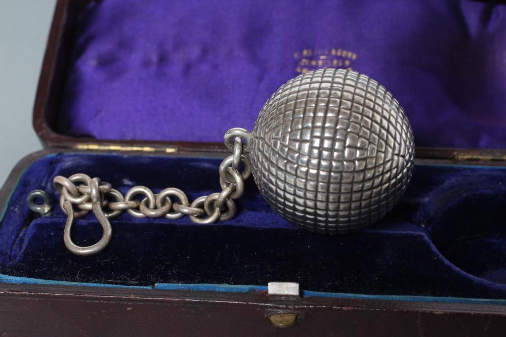 OF GOLFING INTEREST - a late Victorian EPNS golf ball trophy by M. Rettie Image